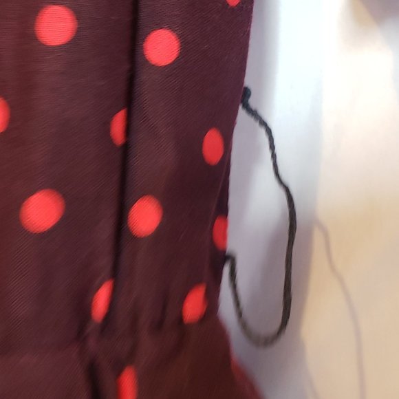 MCM Rocabilly Dress Nassau Miss New York Brown Red Dots Pockets Large Pinup - Picture 5 of 7